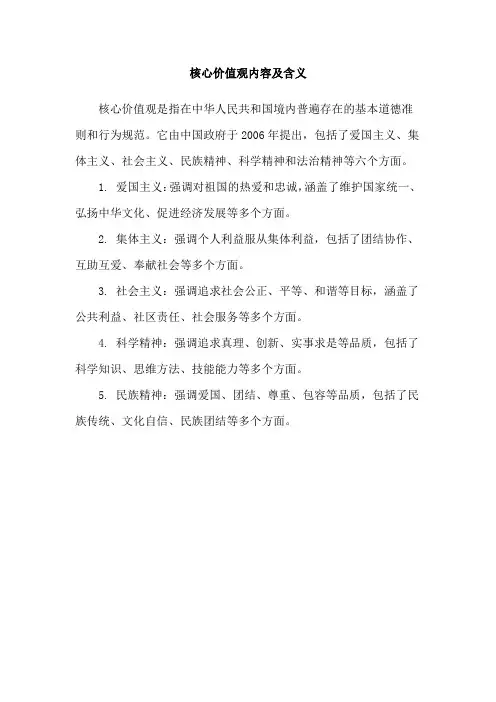 核心价值观内容及含义