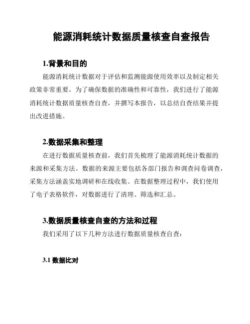 能源消耗统计数据质量核查自查报告