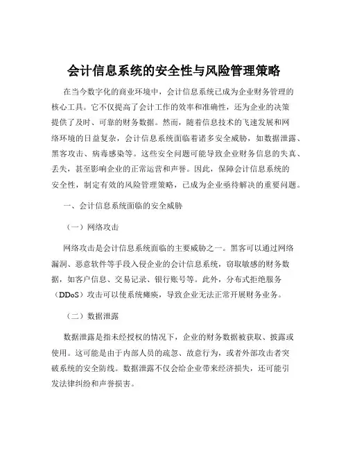 会计信息系统的安全性与风险管理策略