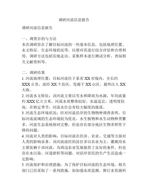 调研河流信息报告