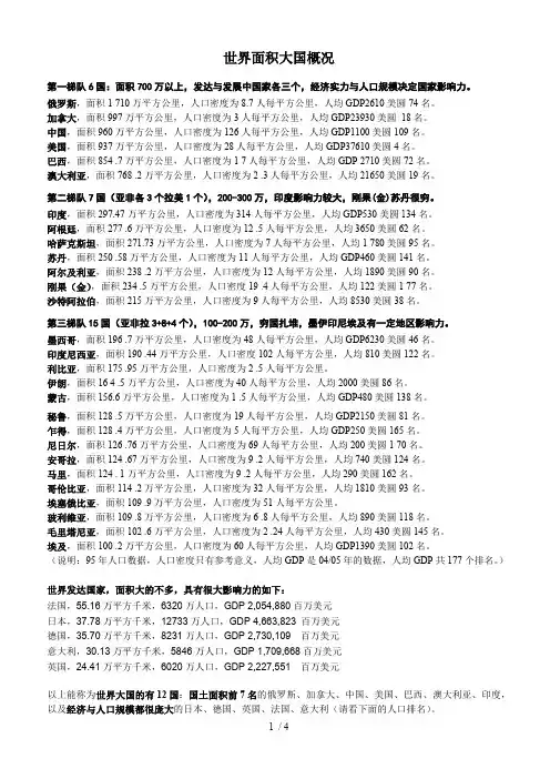907编号世界各国（大国面积）与人口排名