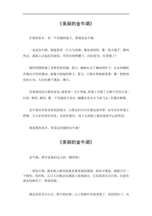 美丽的金牛湖作文500字