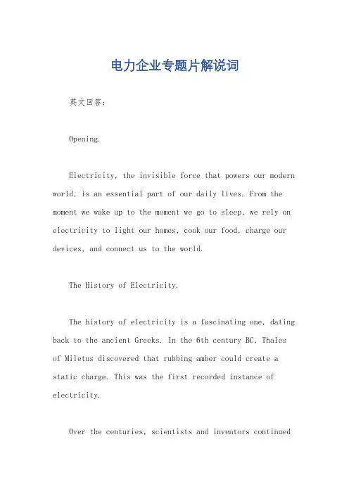 电力企业专题片解说词