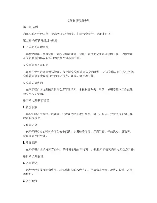 仓库管理制度手册