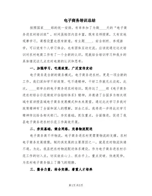 电子商务培训总结(2篇)