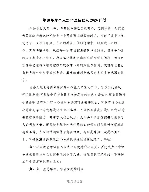 导游年度个人工作总结以及2024计划（4篇）