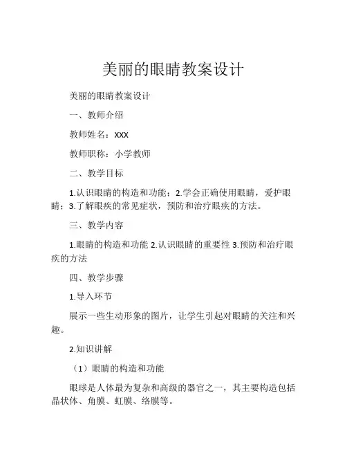 美丽的眼睛教案设计