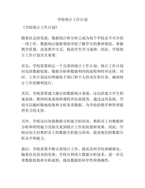 学校统计工作计划