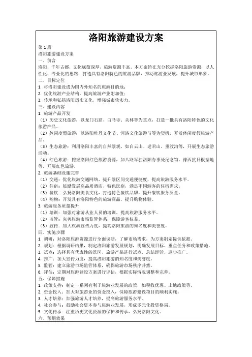 洛阳旅游建设方案