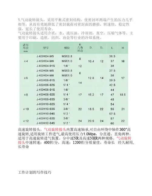旋转接头的特性