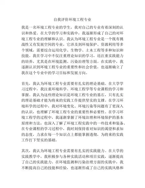 自我评价环境工程专业