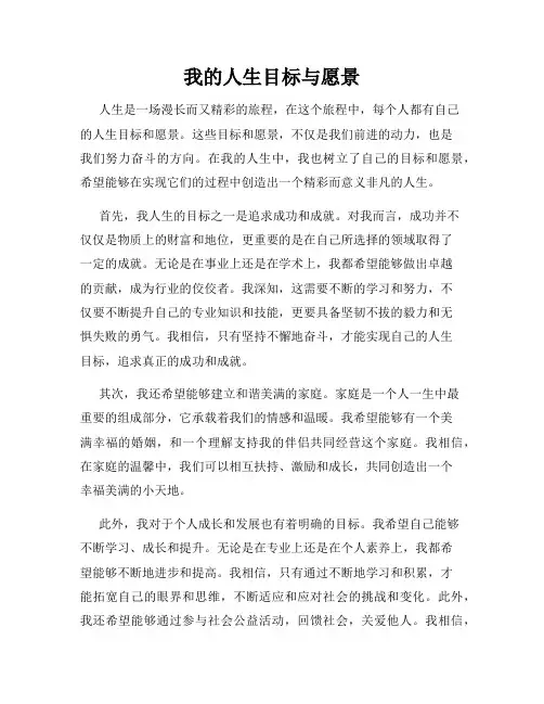 我的人生目标与愿景