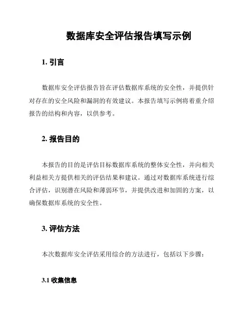 数据库安全评估报告填写示例