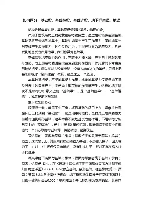 如何区分：基础梁、基础拉梁、基础连梁、地下框架梁、地梁