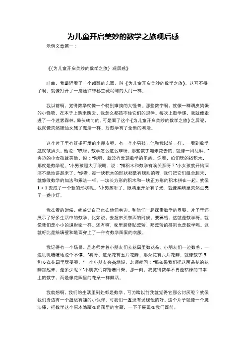 为儿童开启美妙的数学之旅观后感