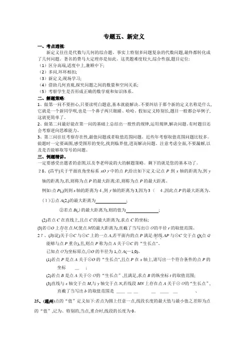 中考数学二轮复习 专题五 新定义