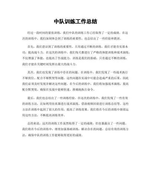 中队训练工作总结