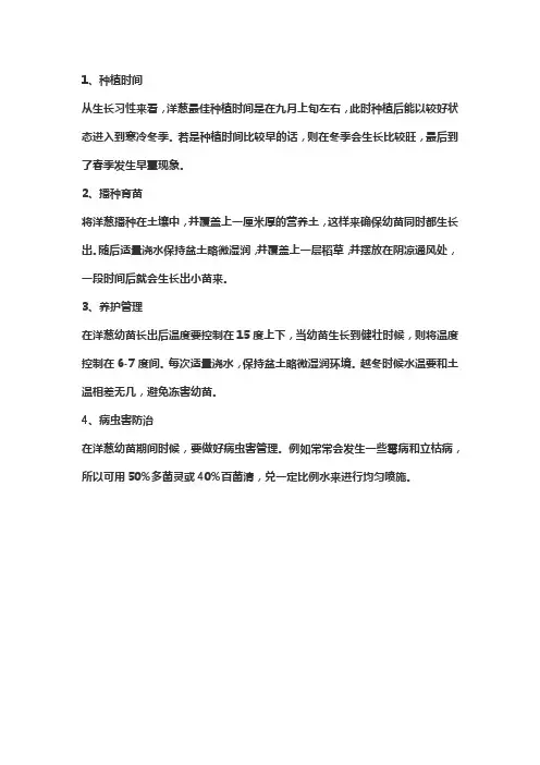 圆葱种植时间与技术