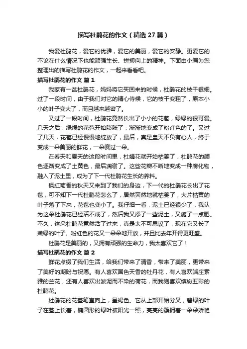 描写杜鹃花的作文（精选27篇）