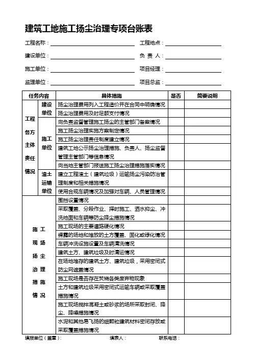 (用)建筑工地施工扬尘治理专项台账表