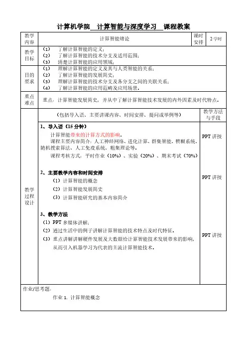 计算智能与深度学习 课程教案