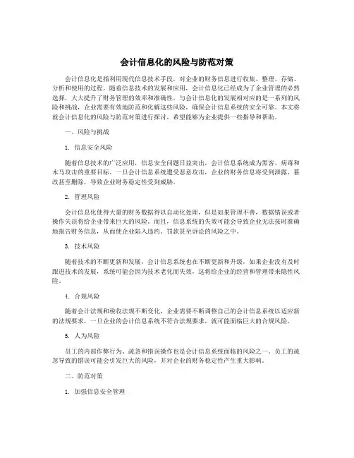 会计信息化的风险与防范对策