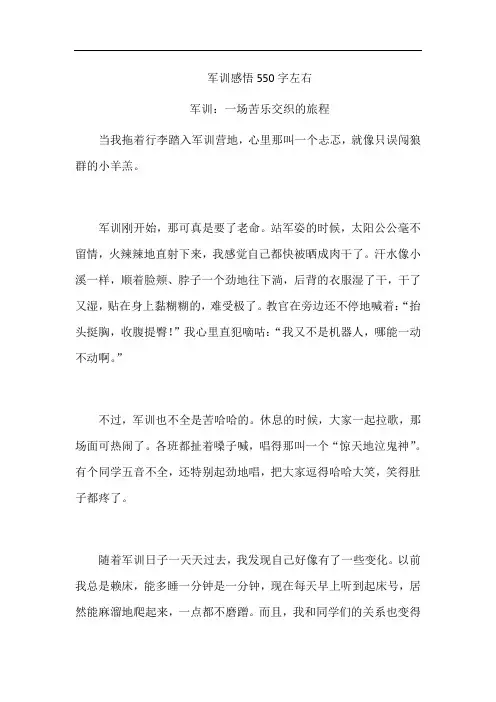 军训感悟550字左右