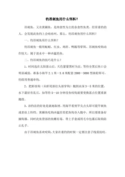 钓昂刺鱼用什么饵料？