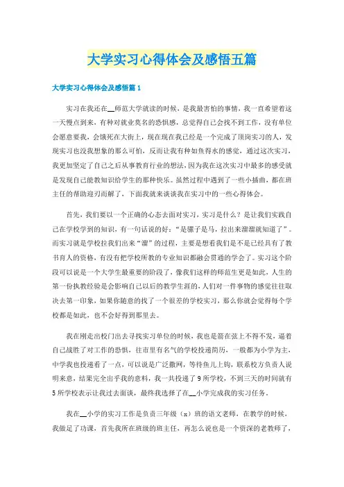 大学实习心得体会及感悟五篇