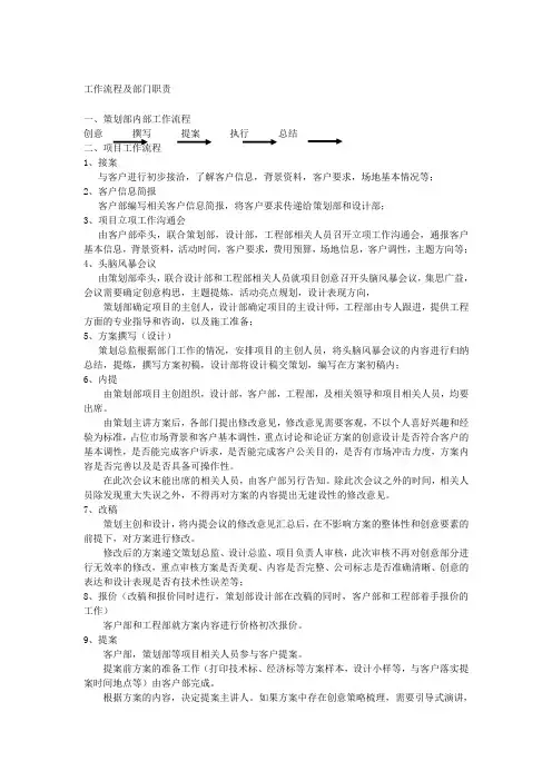策划部工作流程及部门职责