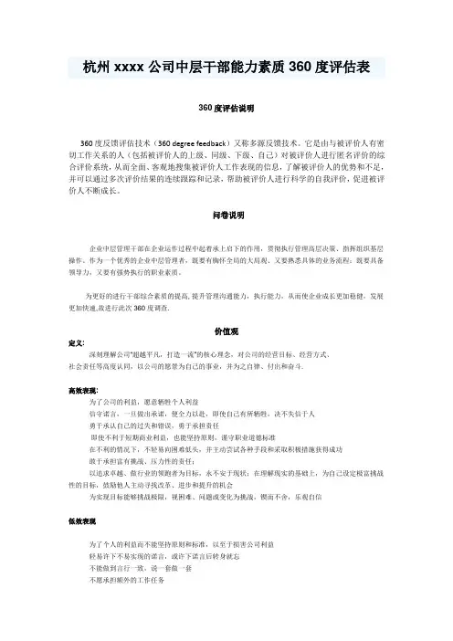 07-公司中层干部能力素质360度评估表