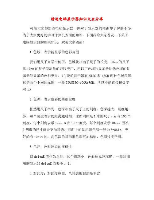 精选电脑显示器知识大全分享
