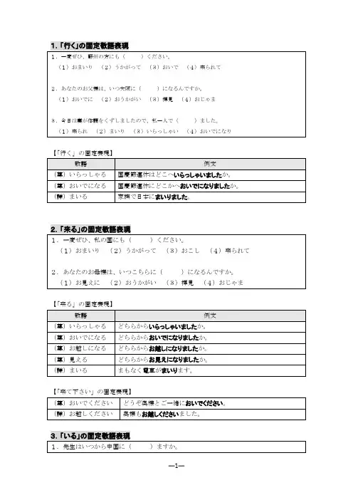超实用的敬语练习大全