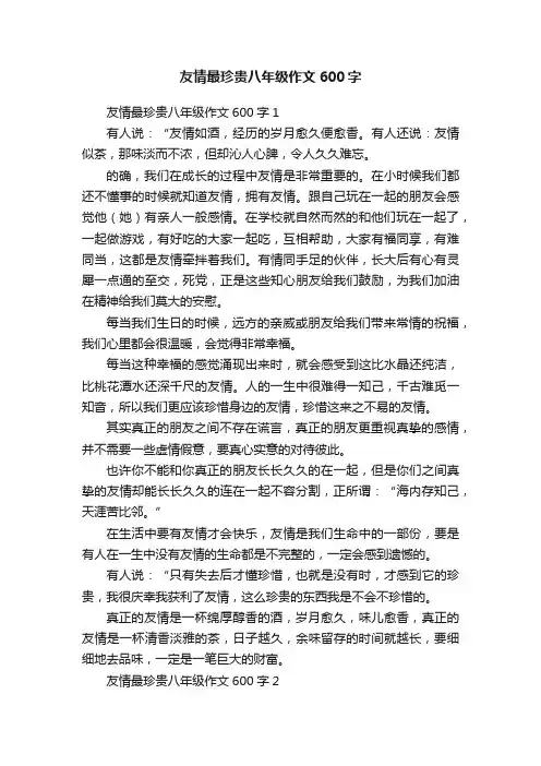 友情最珍贵八年级作文600字