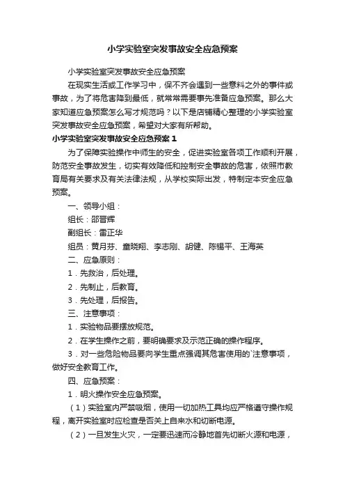 小学实验室突发事故安全应急预案