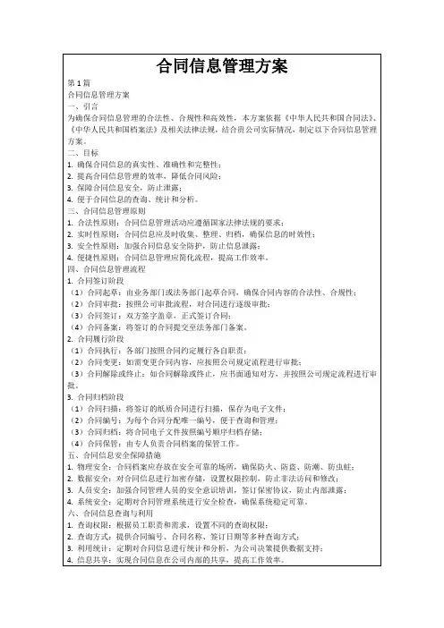 合同信息管理方案