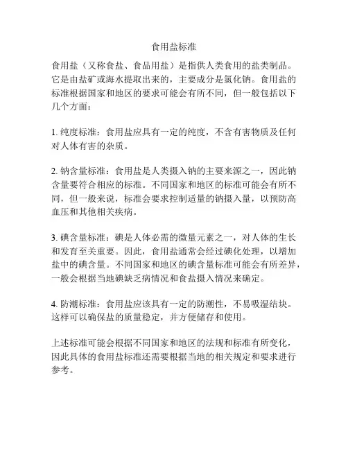 食用盐标准