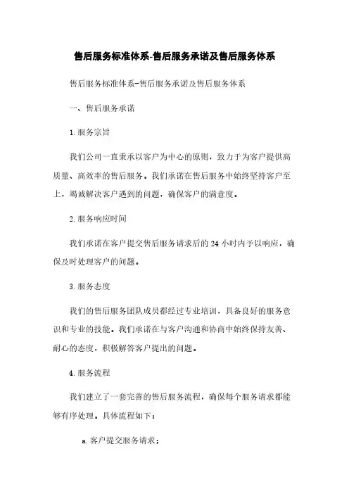售后服务标准体系-售后服务承诺及售后服务体系