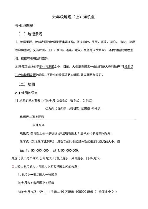 沪教版六年级地理(上)知识点