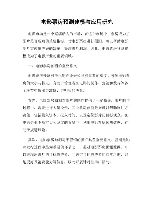 电影票房预测建模与应用研究