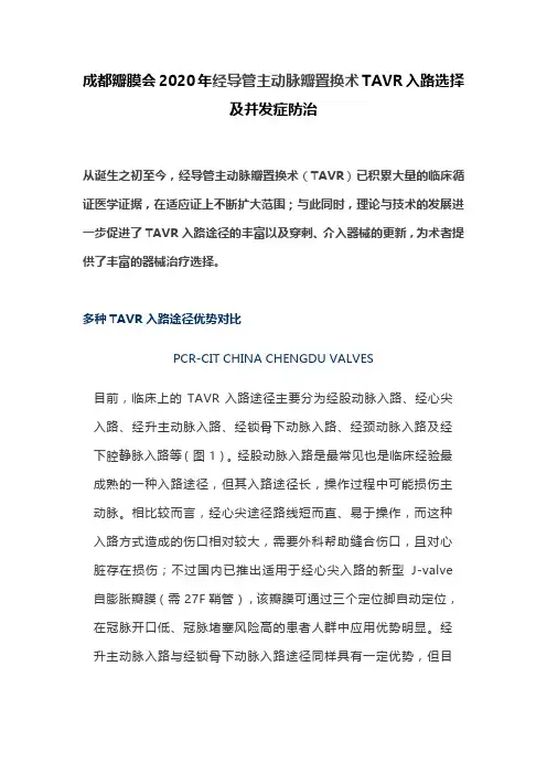 成都瓣膜会2020年经导管主动脉瓣置换术TAVR入路选择及并发症防治
