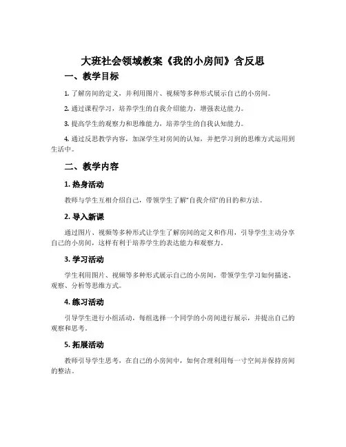 大班社会领域教案《我的小房间》含反思