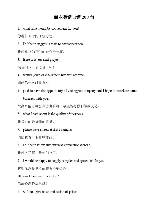 商业英语口语200句