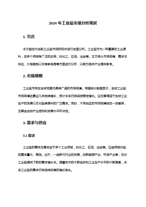 2024年工业盐市场分析现状