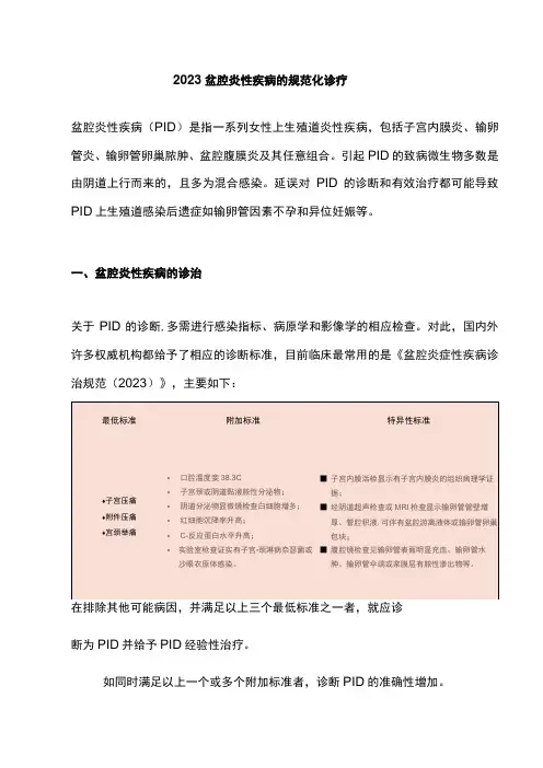 2023盆腔炎性疾病的规范化诊疗