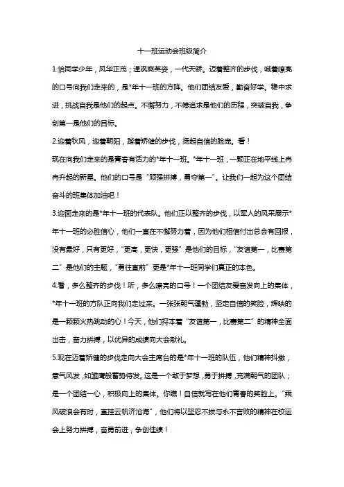 十一班运动会班级简介