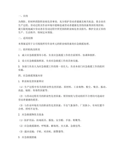 演练职业病危害应急救援预案模板
