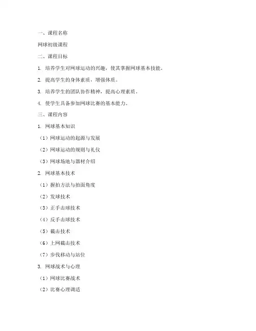 网球课程方案模板