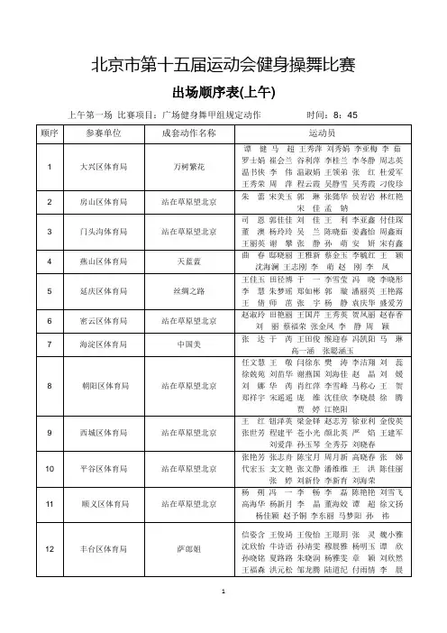 北京第十五届运动会健身操舞比赛