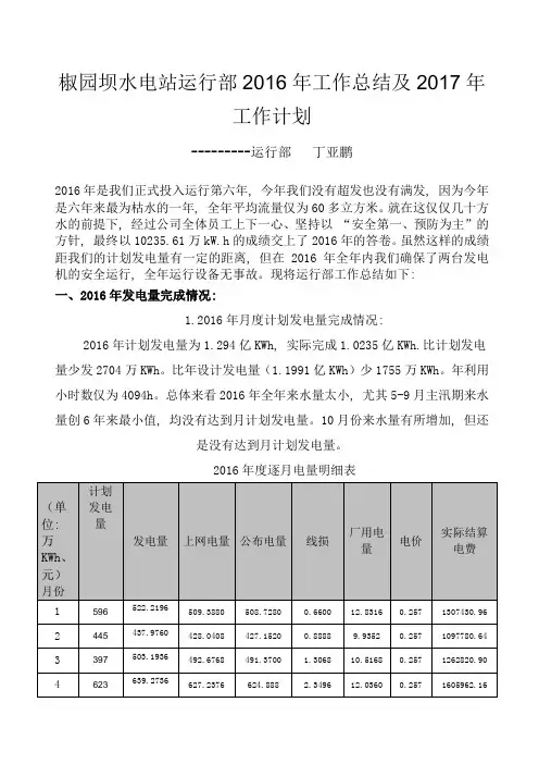 运行部2016年终工作总结课案